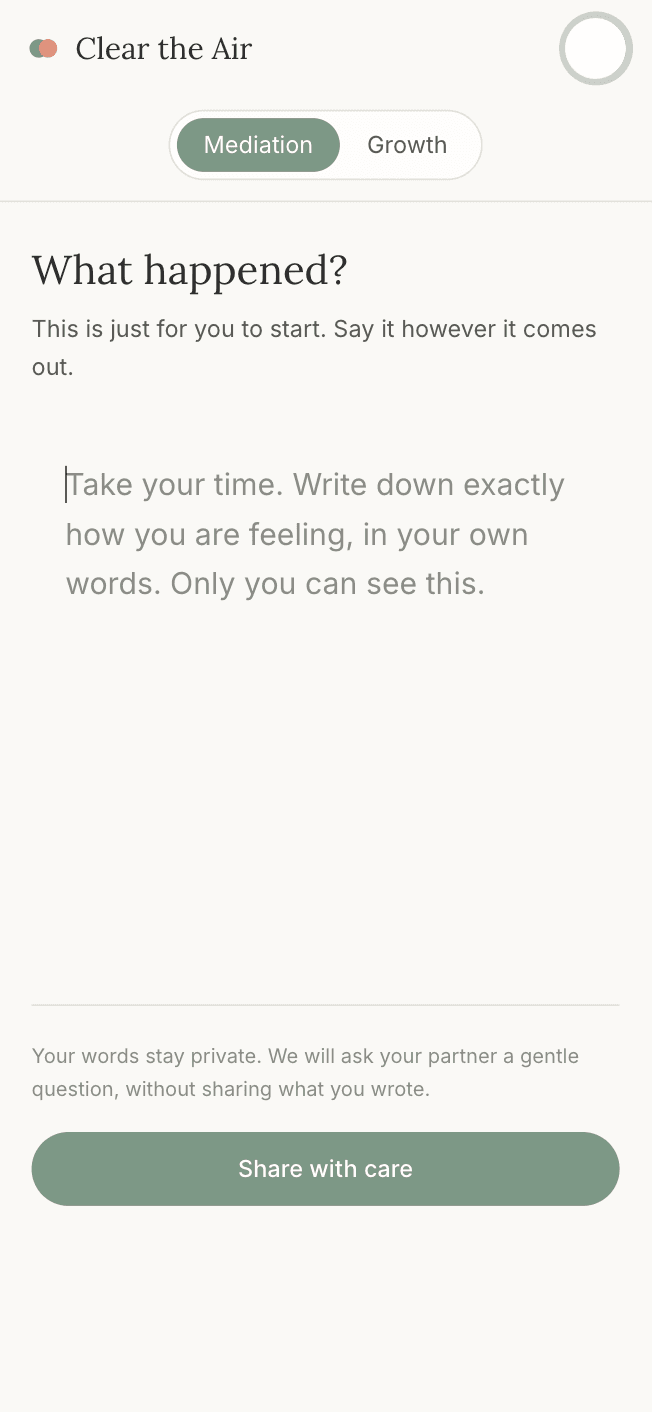 Writing privately in Clear the Air, just for you